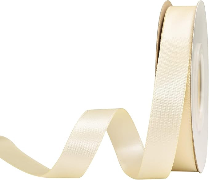 YAMA Ivory Double Face Satin Ribbon 5/8 Inch 25 Yards Ivory Silk Ribbon for Gift Package Wrapping... | Amazon (US)