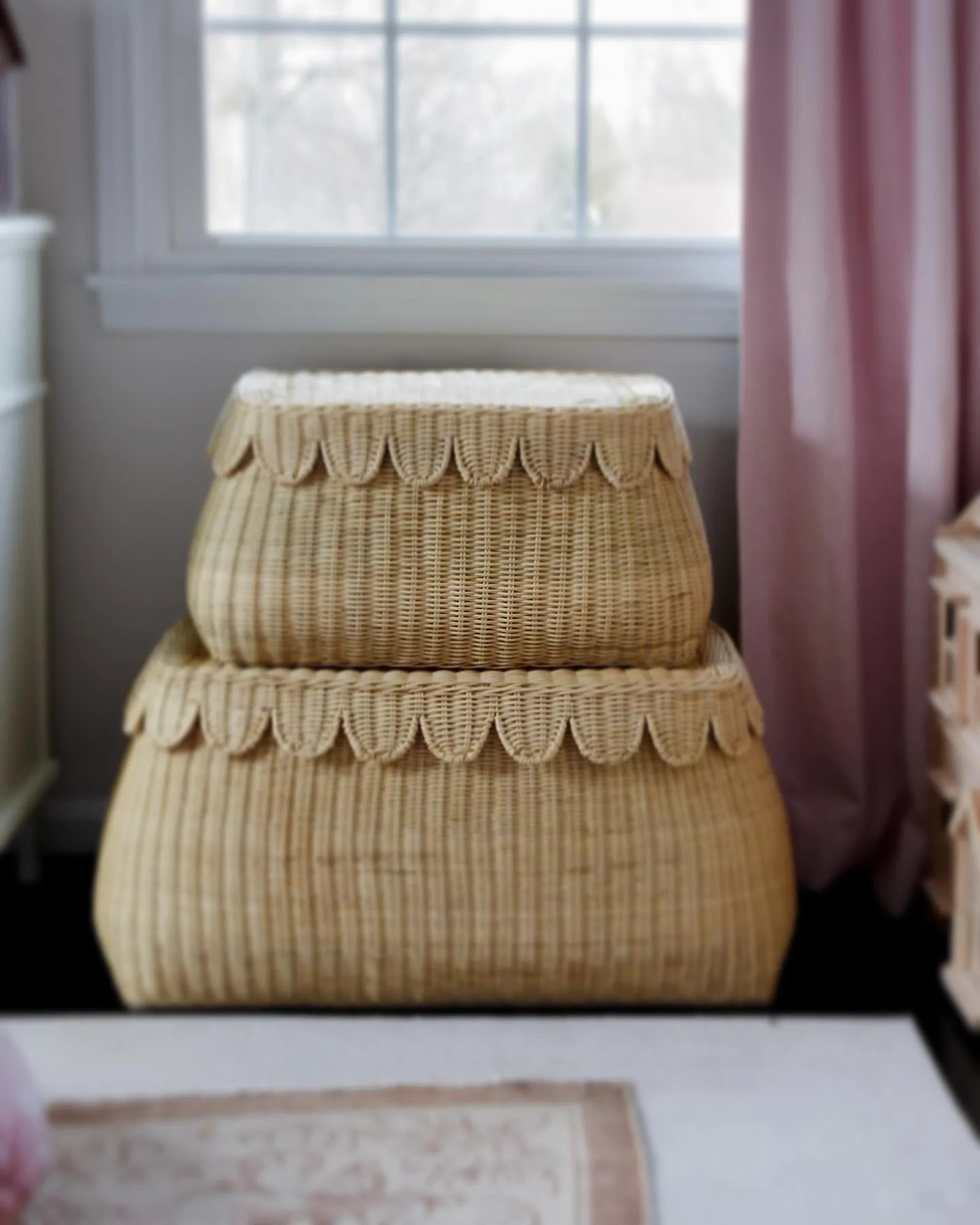 Pre Order: Scallop Edge Rattan Basket | Katel Home