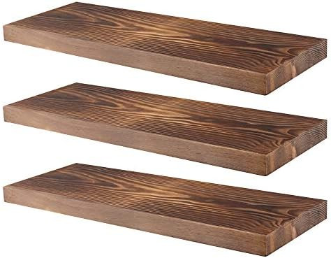 Kosiehouse Pine Solid Wood Floating Shelf, 19.7” Wall Mounted Rustic Wall Shelves Display Ledge Stor | Amazon (US)