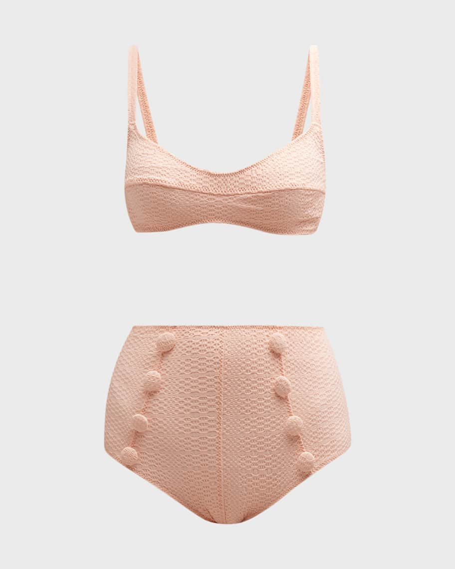Lisa Marie Fernandez Textured Two-Piece Bikini Set | Neiman Marcus