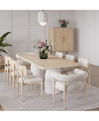 Lunare 9-Pc. Dining Set (Rectangular Table, 6 Curved Chairs & 2 Rolled Back Chairs) | Macy's