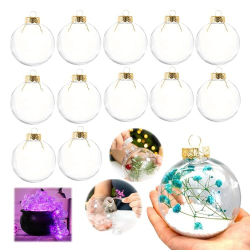 Neioaas 12PCS Clear DlY Fillable Ornaments Balls,3.15" Transparent Balls Plastic Baubles for Crafting DlY,Round Clear Ball Ornament forXmas Tree,Home Decoration,Wedding,Party,Christmas | Amazon (US)