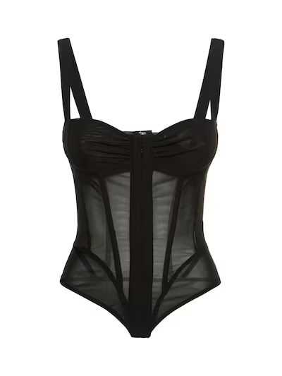Miaou - Haut corset en mesh deville - Noir | Luisaviaroma | Luisaviaroma