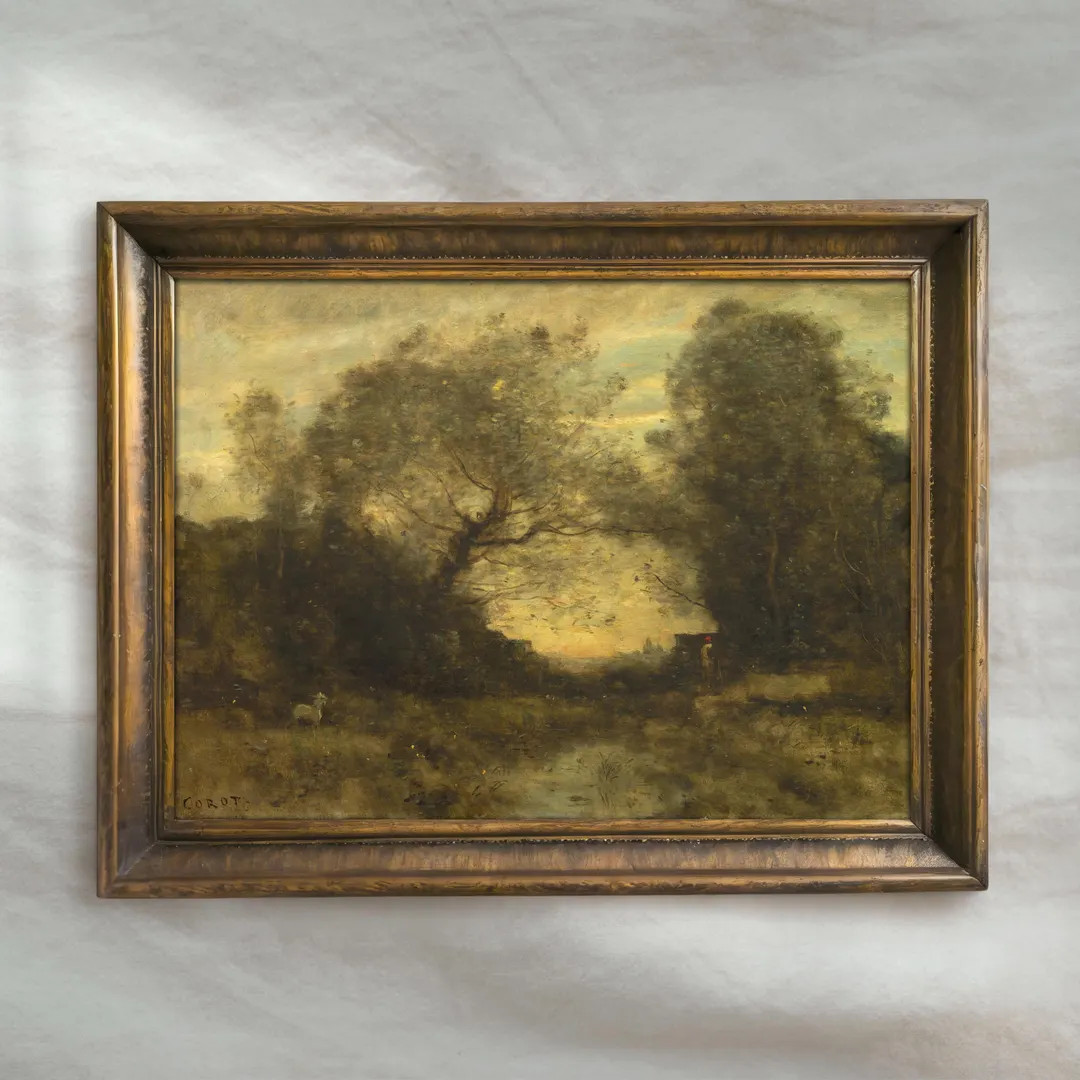 Moody Woodland Painting | Antique Dark Forest Artwork | Vintage Countryside Wall Art | Mailed Pri... | Etsy (US)