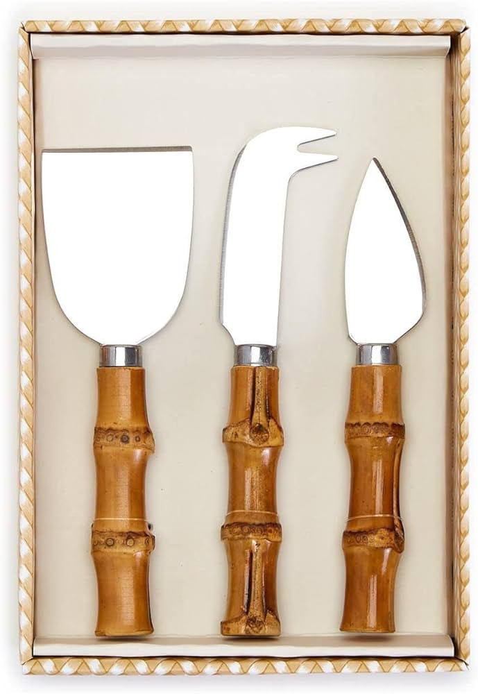 Two's Company Set of 3 Natural Bamboo Handle Cheese Knives in Gift Box | Amazon (US)