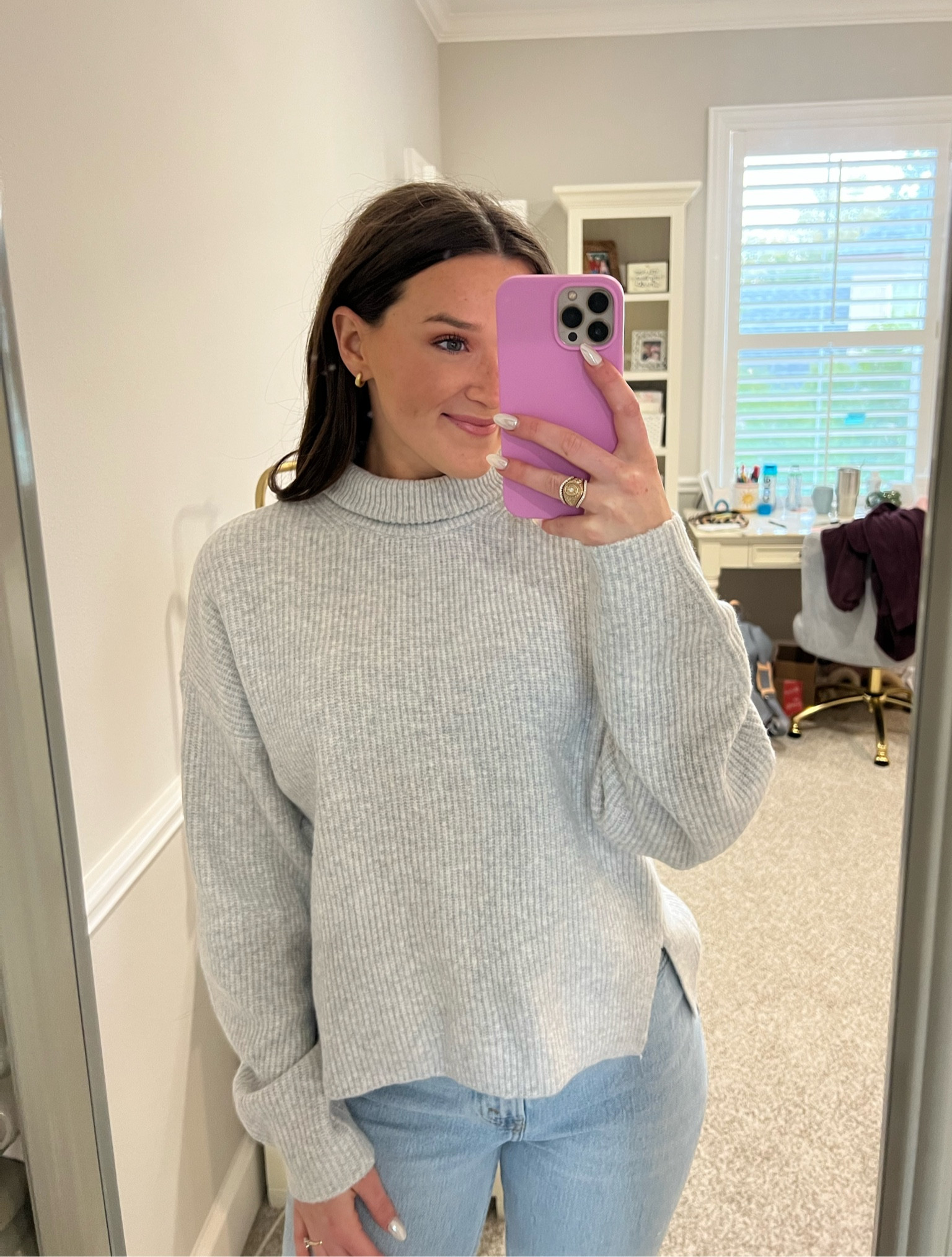 wearing a SMALL in this too! this turtleneck is so soft, super flattering, and has the perfect amount of looseness for a bit of an oversized look! 

#LTKHoliday #LTKsalealert #LTKSeasonal