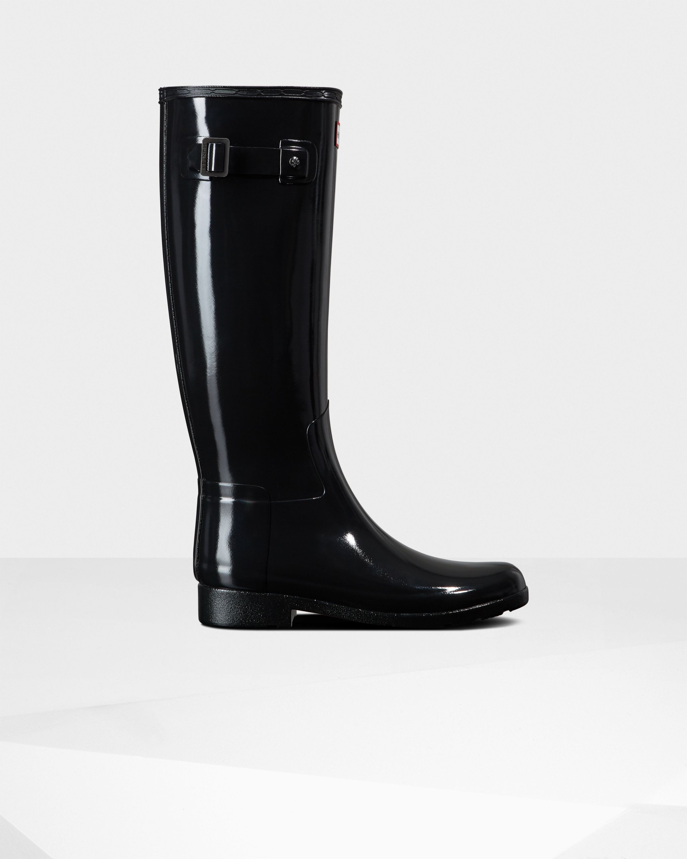 Women's Refined Slim Fit Tall Gloss Rain Boots: Black | Hunter (US and CA)