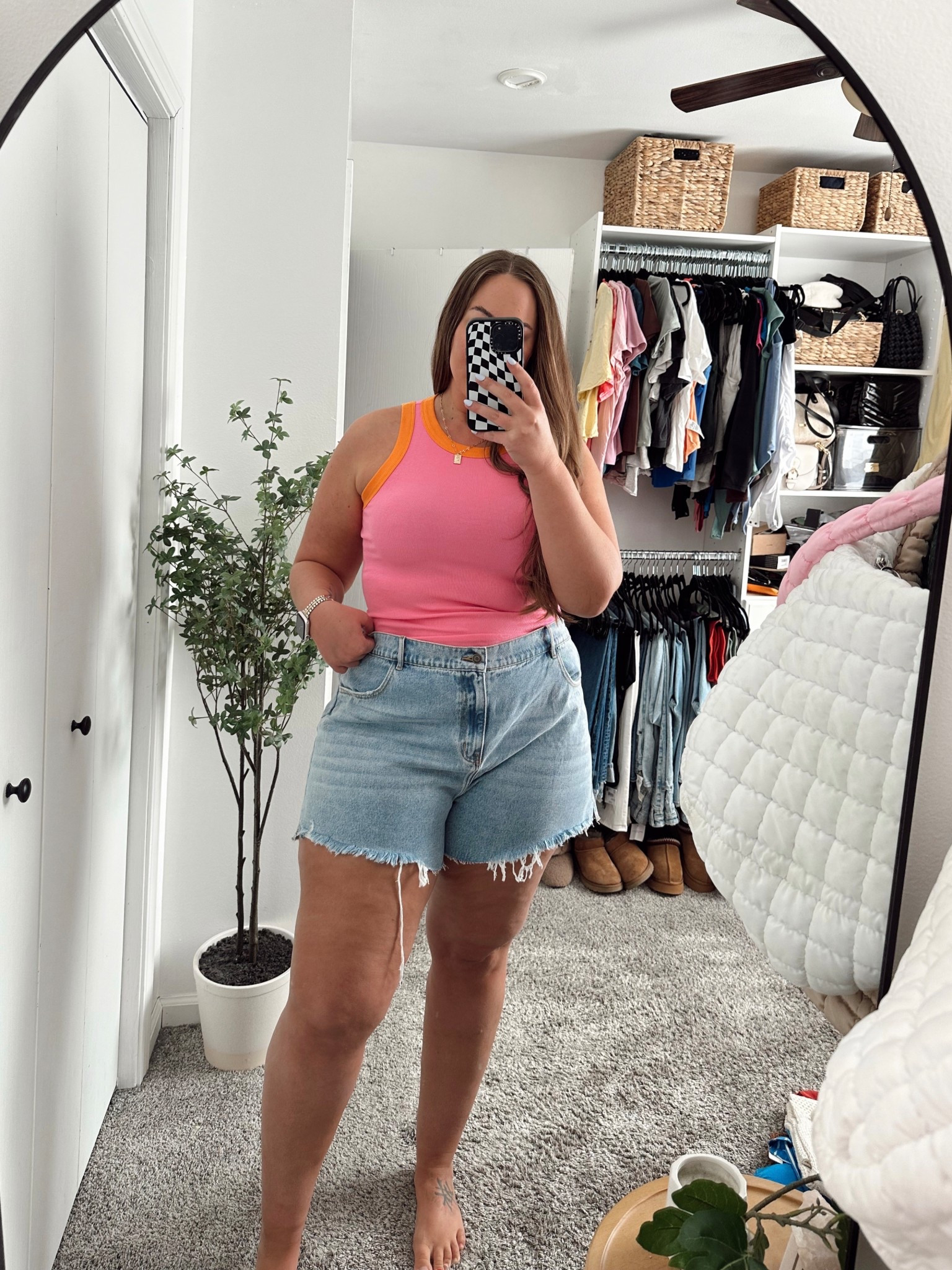 Vici tank top! Wearing xl
Shop denim shorts - run big. If between sizes size down. These are the US 16


#LTKSpringSale #LTKFindsUnder50