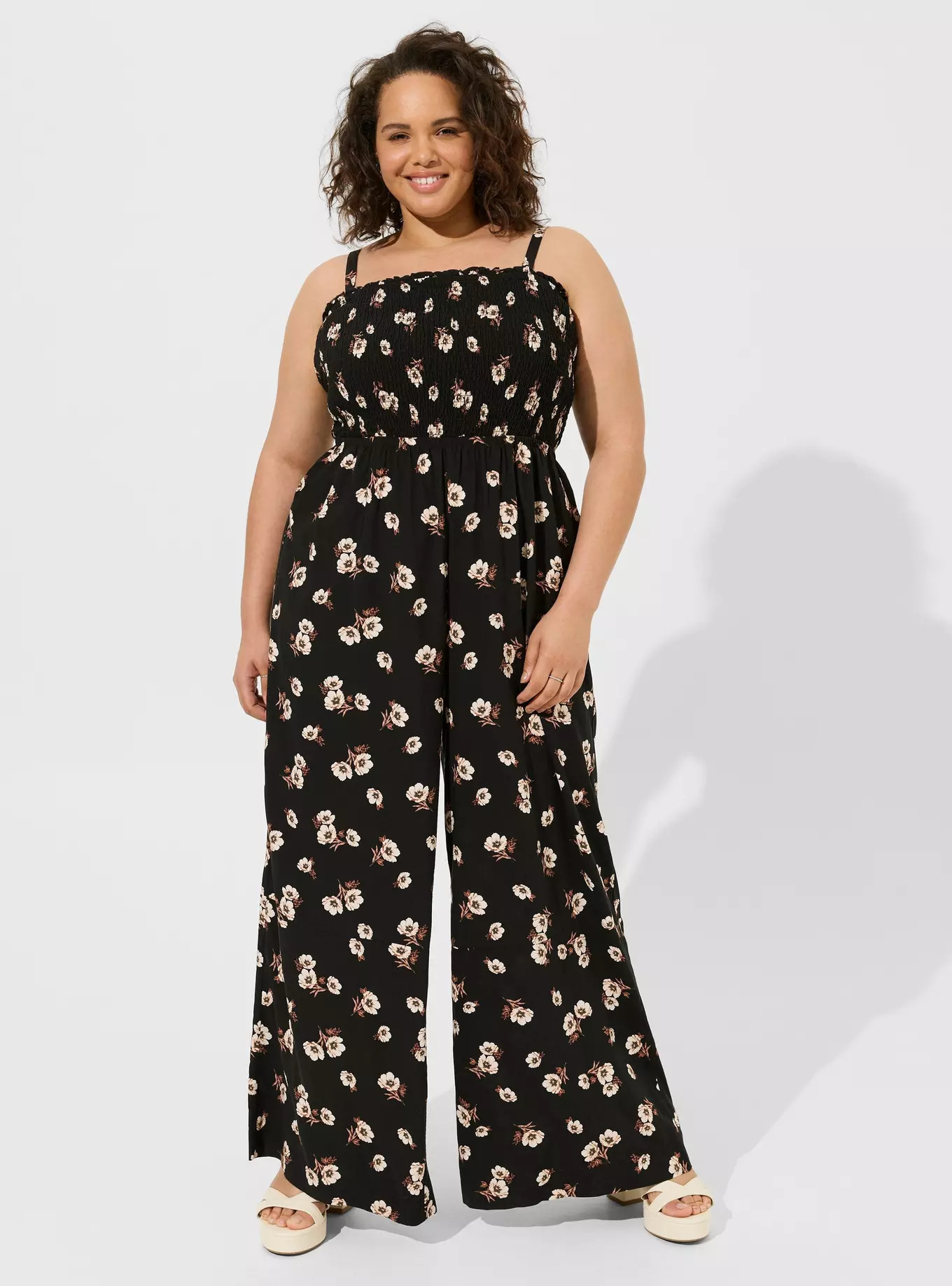 Challis Smocked Wide Leg Jumpsuit | Torrid (US & Canada)