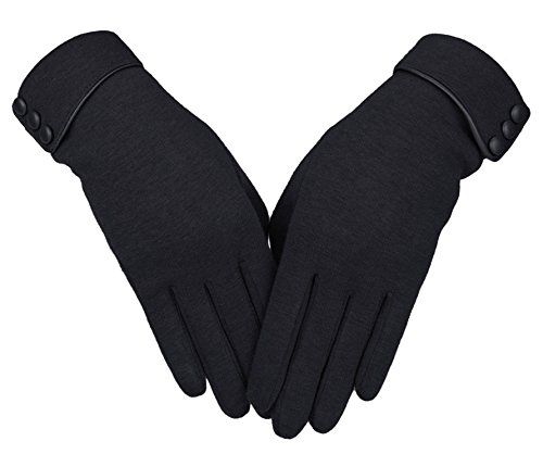 Knolee Women's Screen Gloves Warm Lined Thick Touch Warmer Winter Gloves, Black, One Size | Amazon (US)