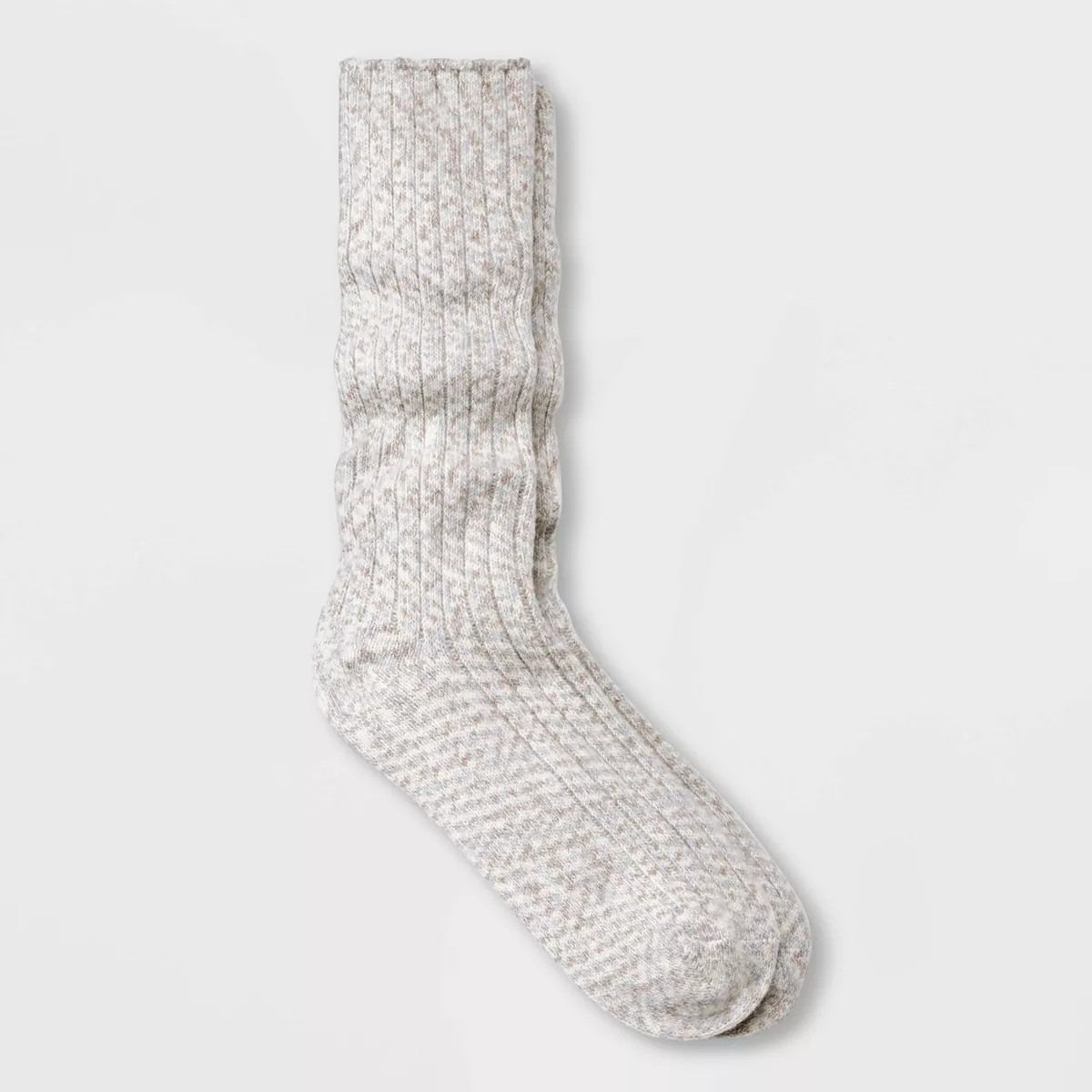 Women's Ribbed Super Soft Slouch Crew Boot Socks - Universal Thread™ Oatmeal Heather 4-10 | Target