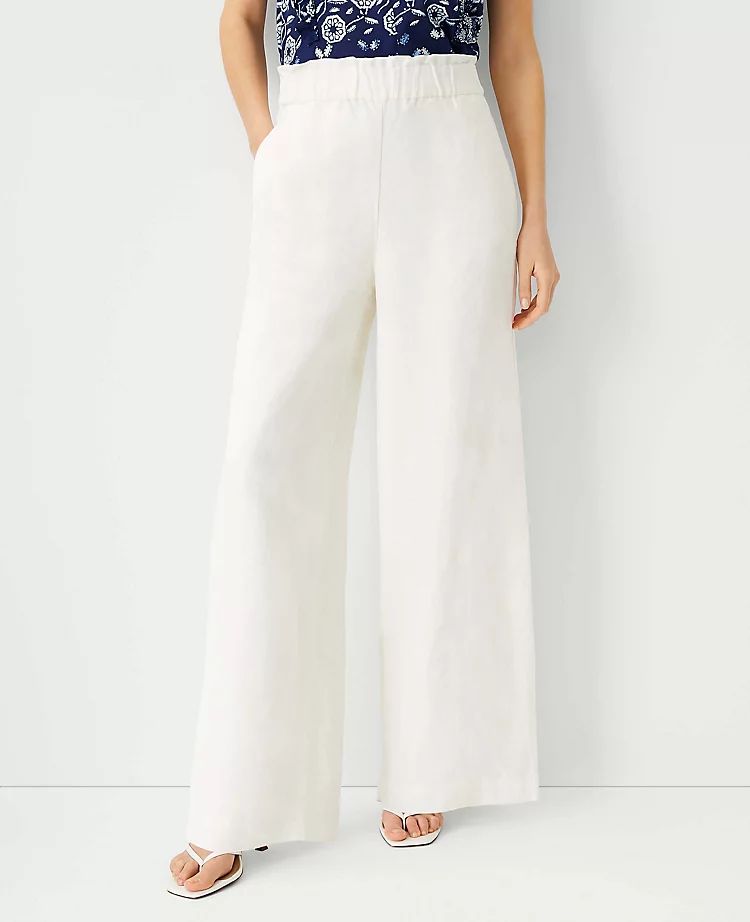 The Pull On Palazzo Pant in Linen Blend | Ann Taylor | Ann Taylor (US)