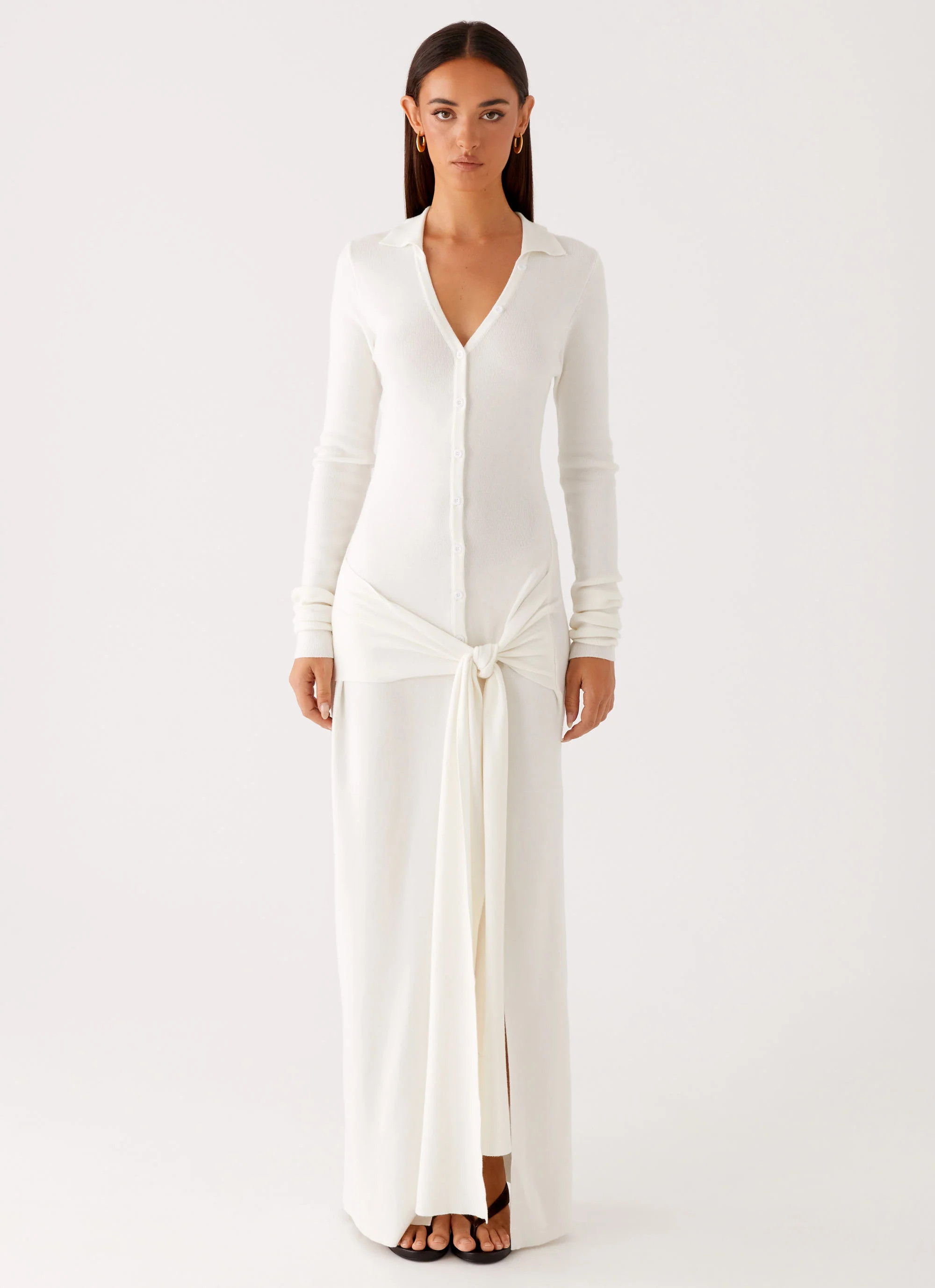 Sabetha Knit Maxi Dress - White | Peppermayo (Global)