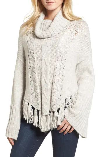 Women's Cupcakes And Cashmere Prilla Fringe Cowl Neck Sweater, Size Large - Beige | Nordstrom
