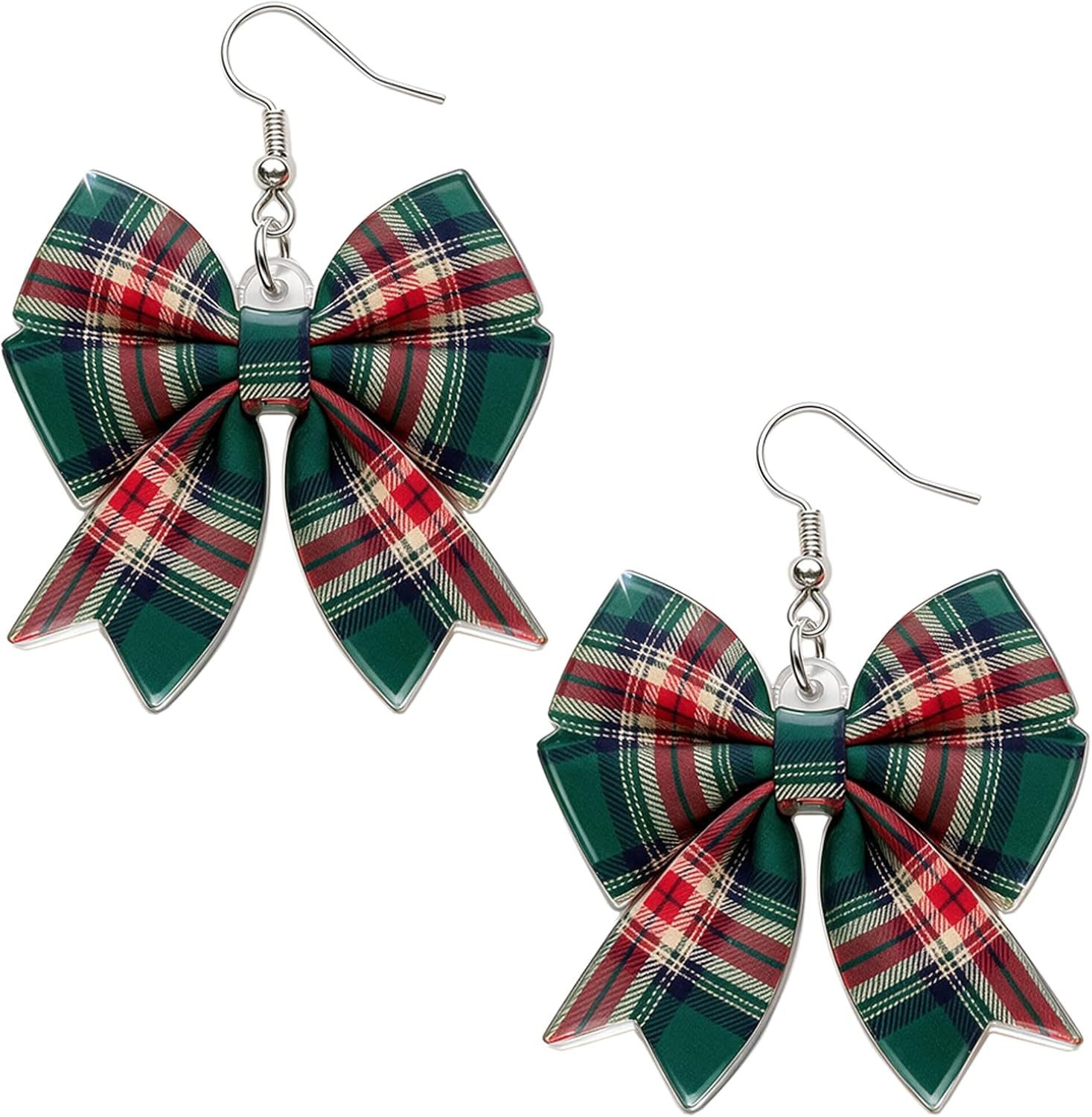Christmas Burgundy Velvet Flat Acrylic Bow Earrings for Women Accessories,Xmas Pearl Earring for Womens Holiday Dress Sweater Jewelry Gift | Amazon (US)