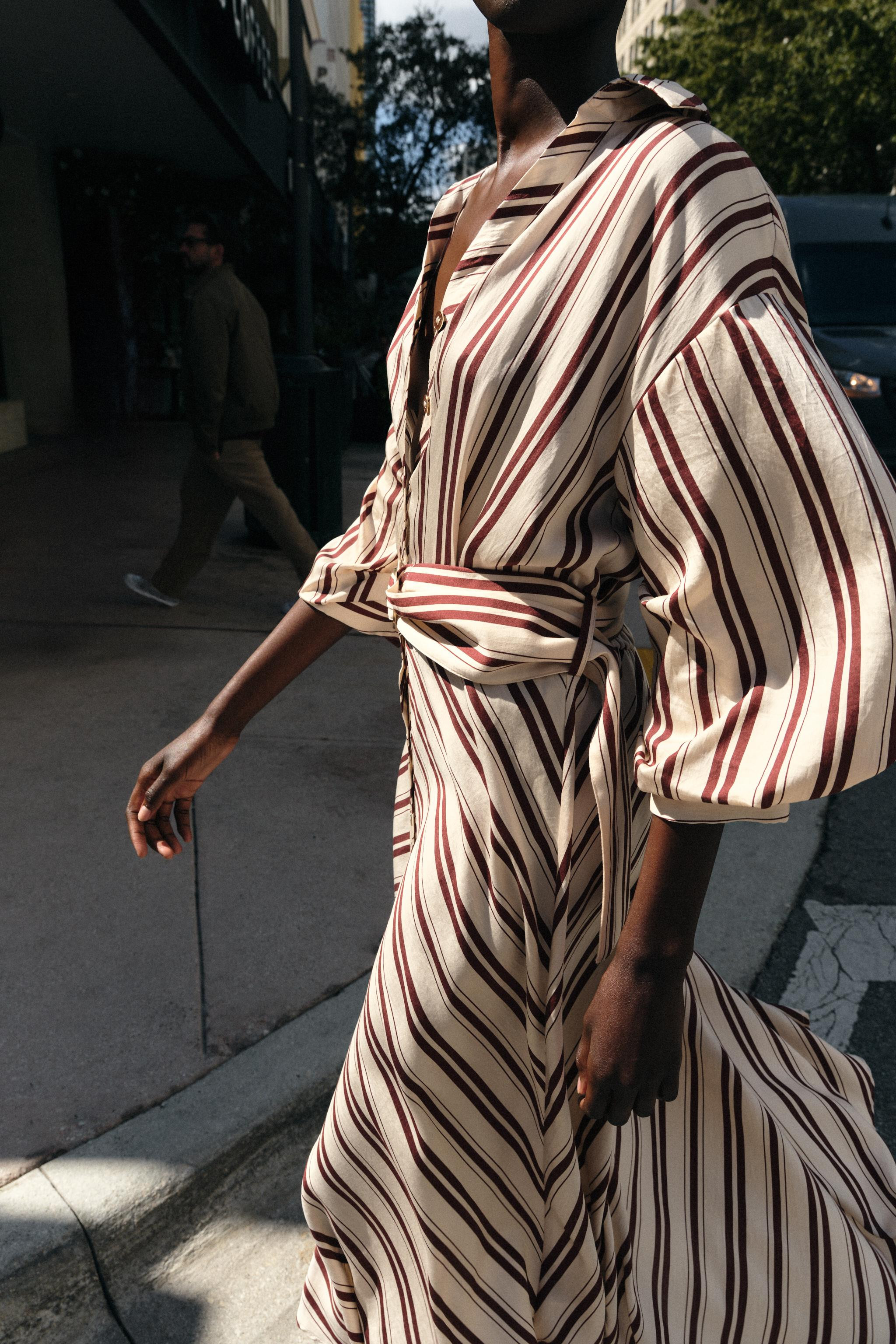 STRIPED BELTED MIDI DRESS | Zara US