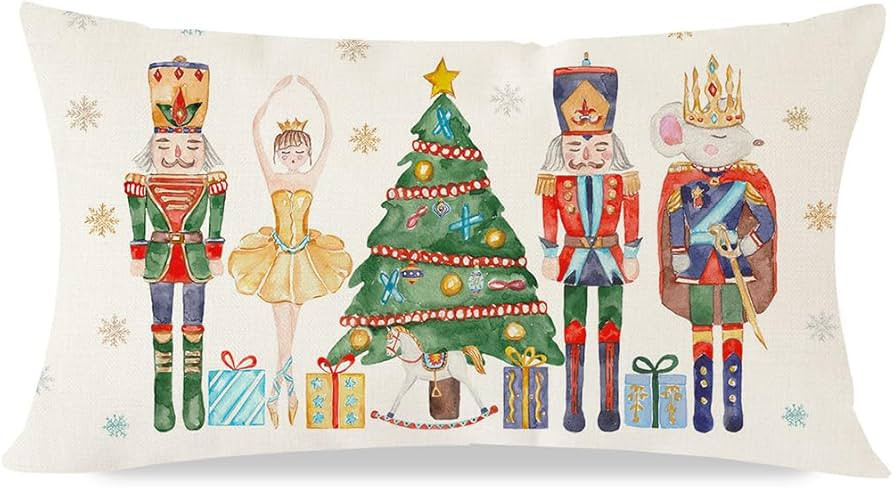 PANDICORN Christmas Throw Pillow Cover 12x20 Inch Nutcracker Christmas Decor Christmas Tree Party... | Amazon (US)