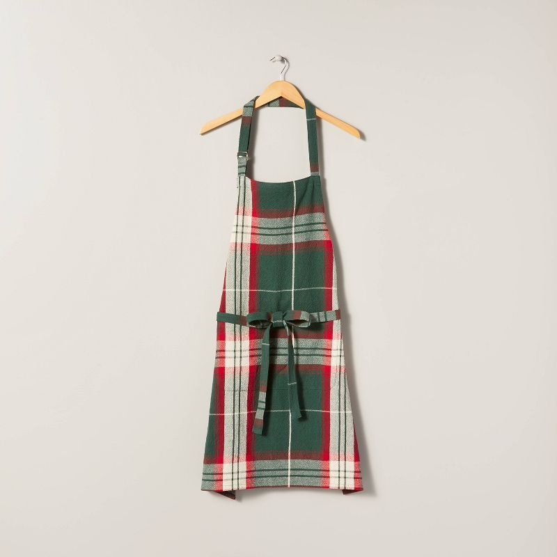 Holiday Plaid Cooking Apron Green/Red - Hearth & Hand™ with Magnolia | Target