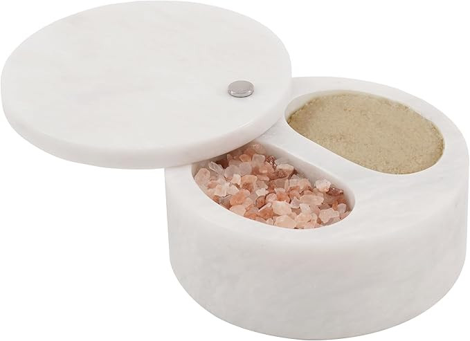 Radicaln Marble Salt Cellar With Lid White 5" Inch Handmade Salt And Pepper Bowl - Spice Containe... | Amazon (US)
