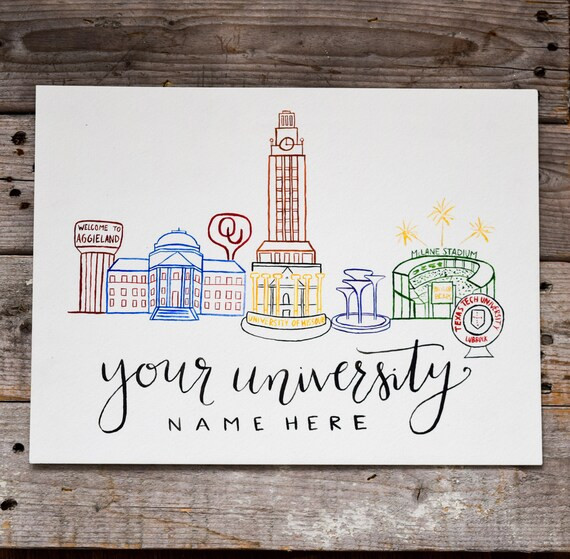 Custom University Handmade Watercolor Campus Painting | Etsy | Etsy (US)