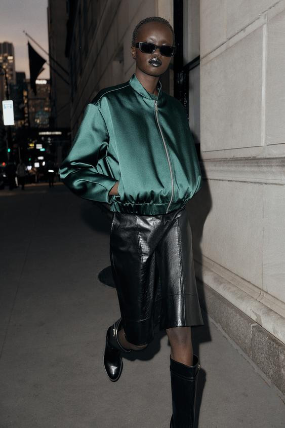 SATIN BOMBER JACKET | Zara US