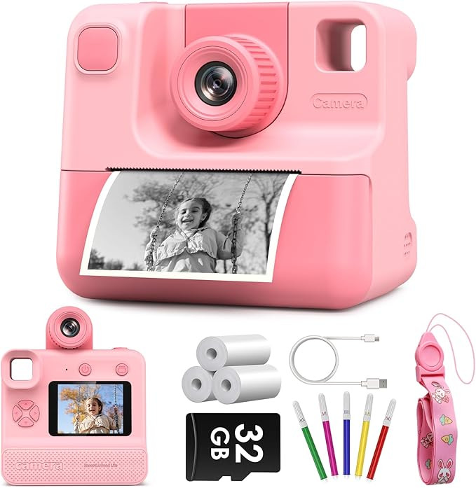 Kids Camera Instant Print, Christmas Birthday Gifts for Toddler Girls Boys Age 3-12, 24MP & 1080P... | Amazon (US)