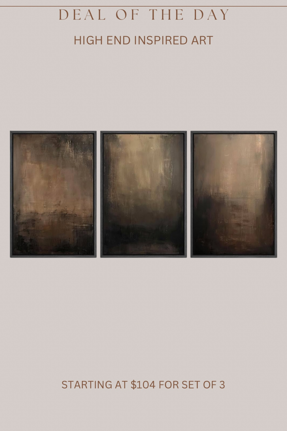 Absolutely stunning set of 3 artwork 😍😍😍 total RH vibes!!!! Different size options available! Great for a larger wall - above bed, couch, mantle / console table, etc 

#LTKHome #LTKFindsUnder100 #LTKSaleAlert