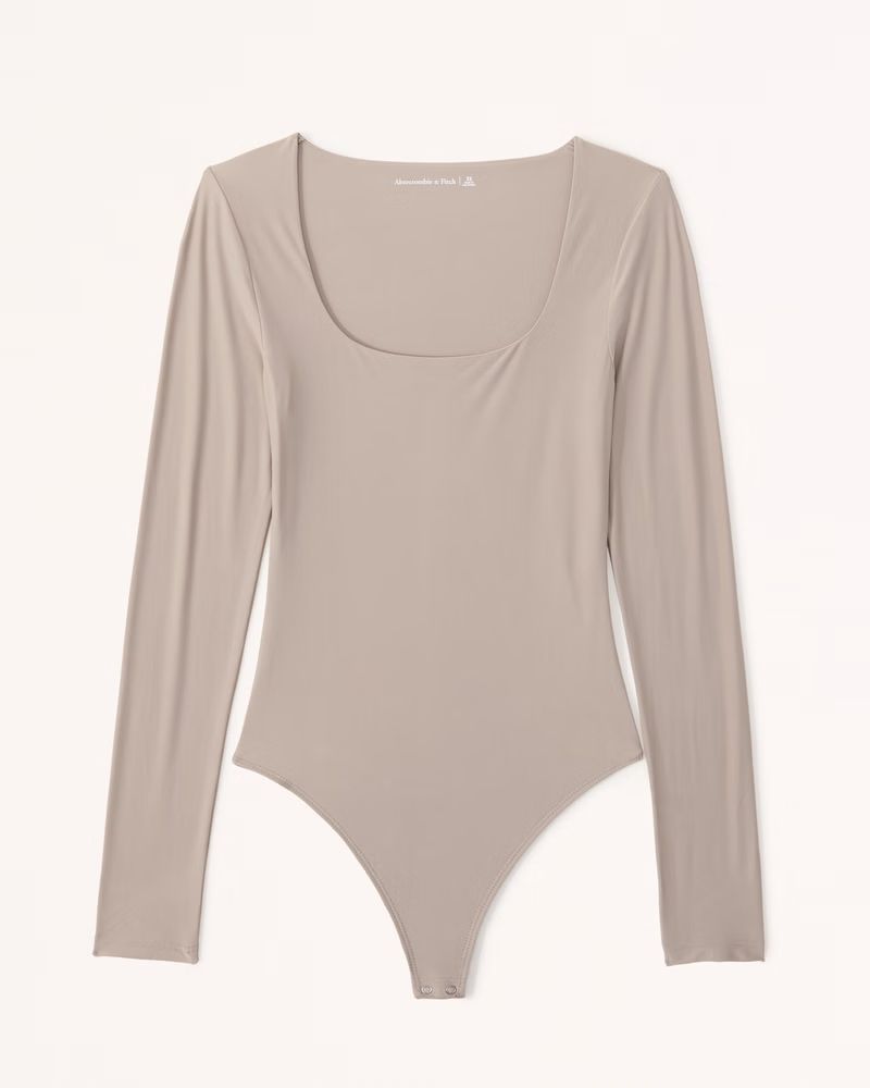 Soft Matte Seamless Long-Sleeve Squareneck Bodysuit | Abercrombie & Fitch (US)