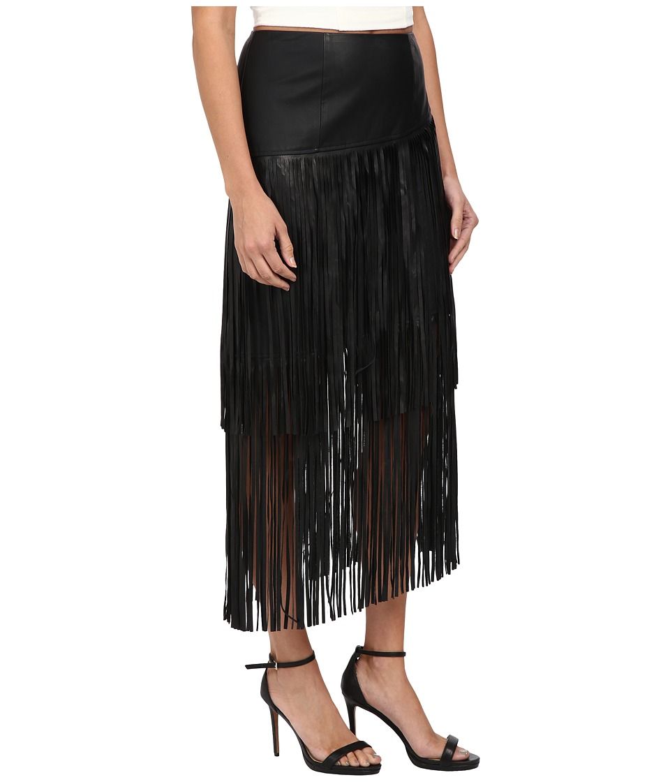 kensie - Soft Pleather Fringe Skirt KS9K6173 (Black) Women's Skirt | 6pm