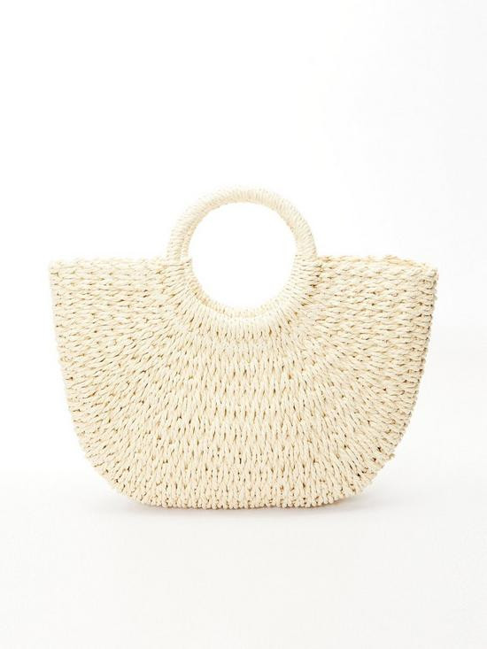 Large Beige Straw Handbag | Very (UK)