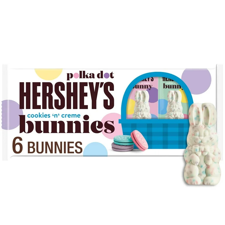 Hershey`s Cookies 'n' Creme Polka Dot Bunnies, Easter Candy Packs, 1.2 oz (6 Count) | Walmart (US)