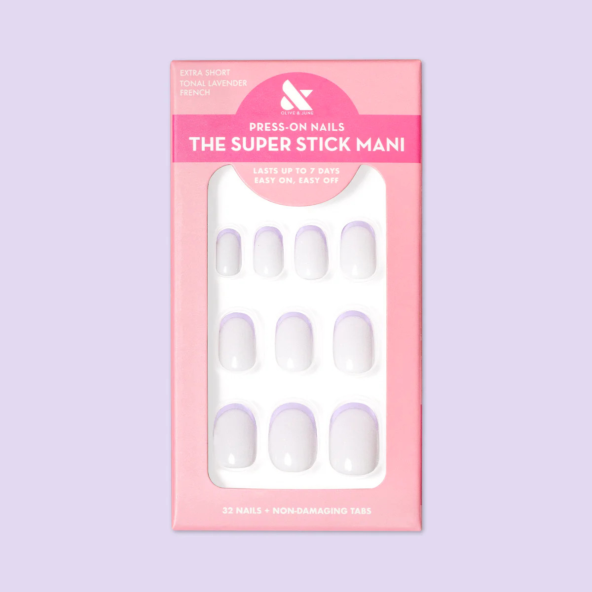 Tonal Lavender French | Extra Short | Round - Tab Press-On | Olive & June