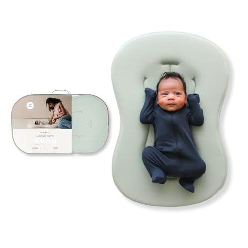 snuggle me® Baby Lounger Curve (0-6 Months) - Premium Organic Cotton with Foam Core, Machine-Washable Cover, Buttery-Soft & Breathable Infant Lounger with Travel Bag (30 in x 20 in x 1.9 in) - Sage | Amazon (US)