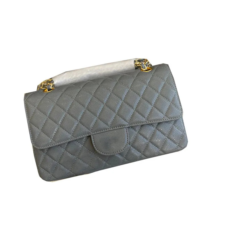 Designer Caviar Leather Classic Double Flap Bags Calfskin Rectangle Cowhide Gold Metal Matelasse ... | DHGate