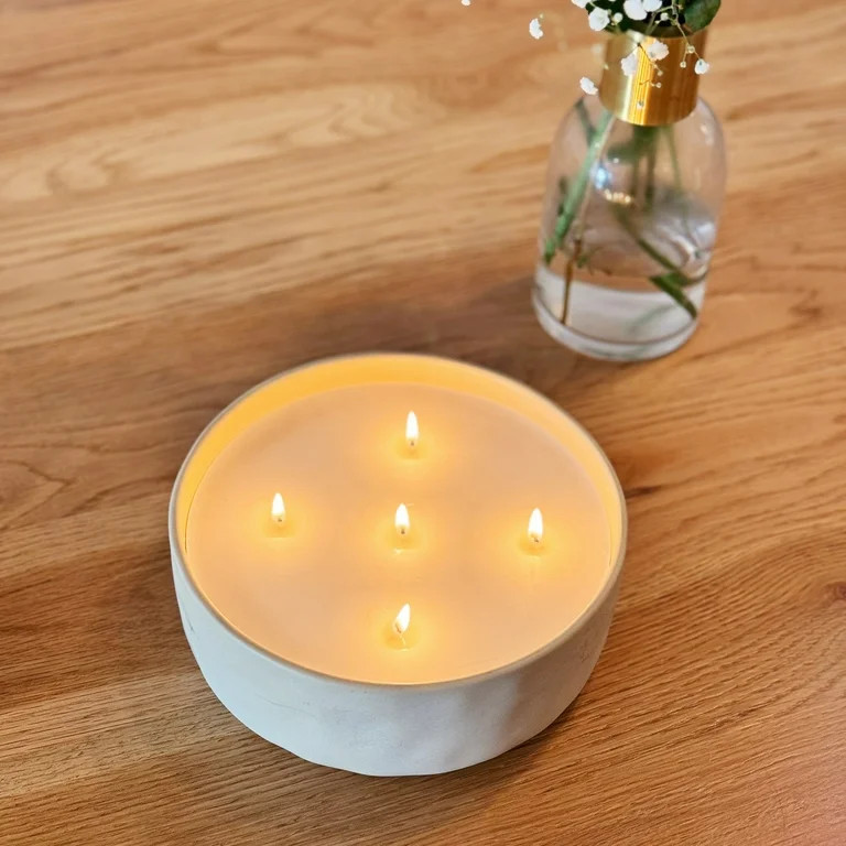 Home Decor Collection Salted Coconut & Mahogany Scented 5-Wick 43.7oz Glazed Ceramic Candle | Walmart (US)