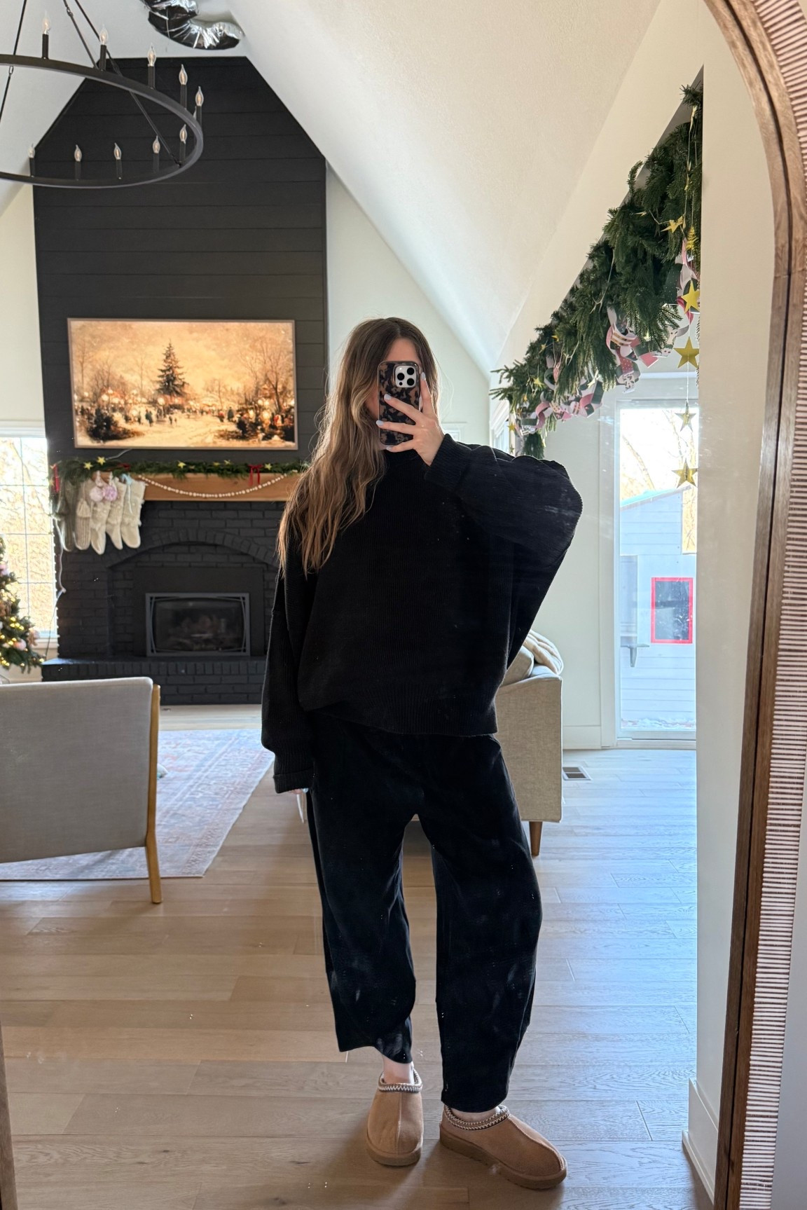 comfy at home! wearing a small in oversized sweater and sized up to medium in pants, so comfy and bump friendly! 

#LTKootd #LTKBump
