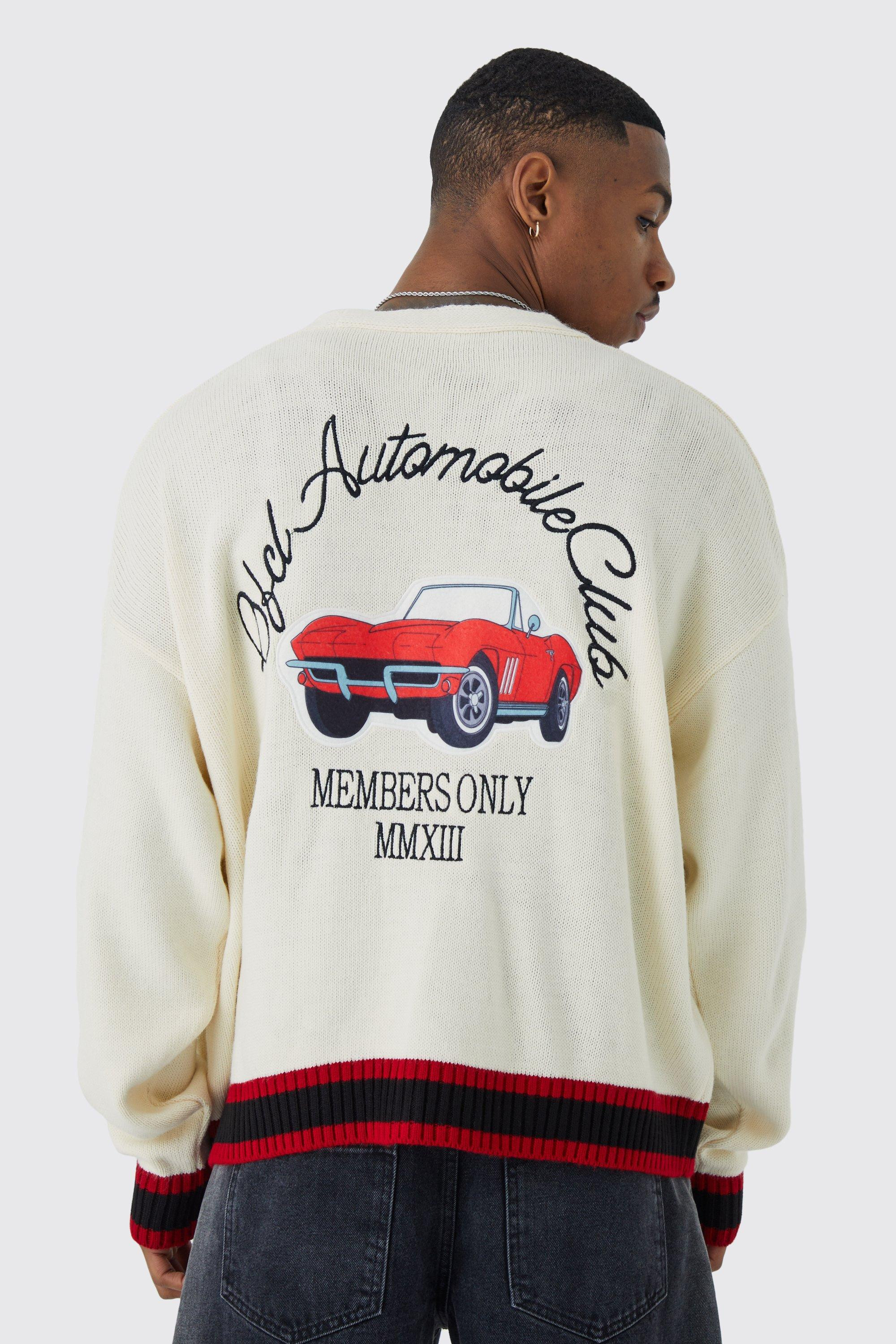 Graphic Oversized Drop Shoulder Cardigan | boohooMAN (US & Canada)