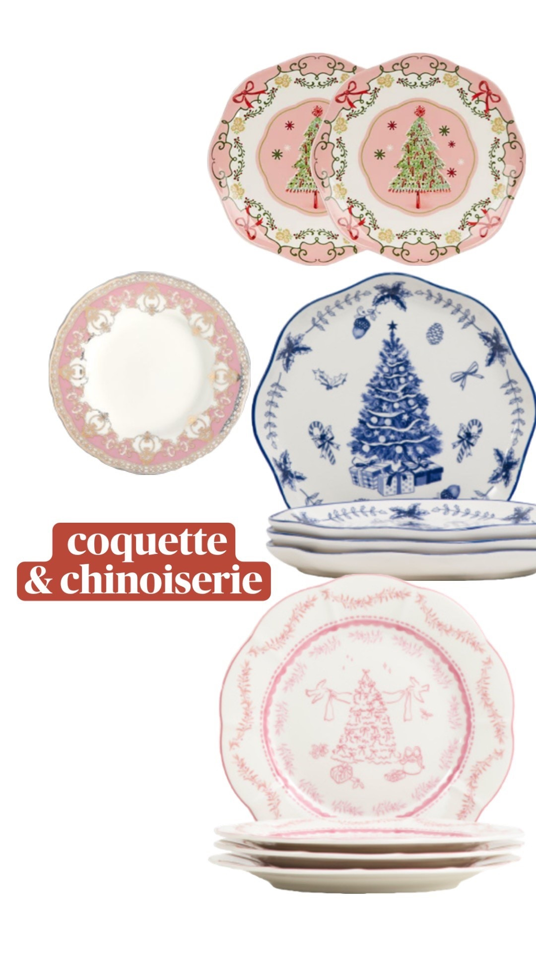 coquette and chinoiserie christmas plate finds!! 

#LTKHome #LTKSeasonal #LTKFindsUnder50