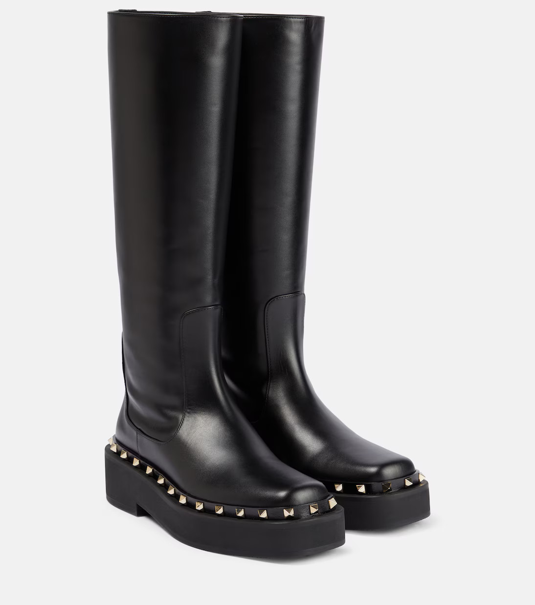 Rockstud leather knee-high boots | Mytheresa (US/CA)