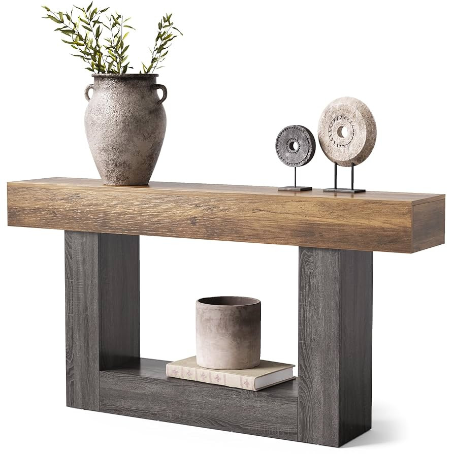 LITTLE TREE 63 Inches Long Console Table, 2-Tier Farmhouse Sofa Table Behind Couch, Large Narrow ... | Amazon (US)