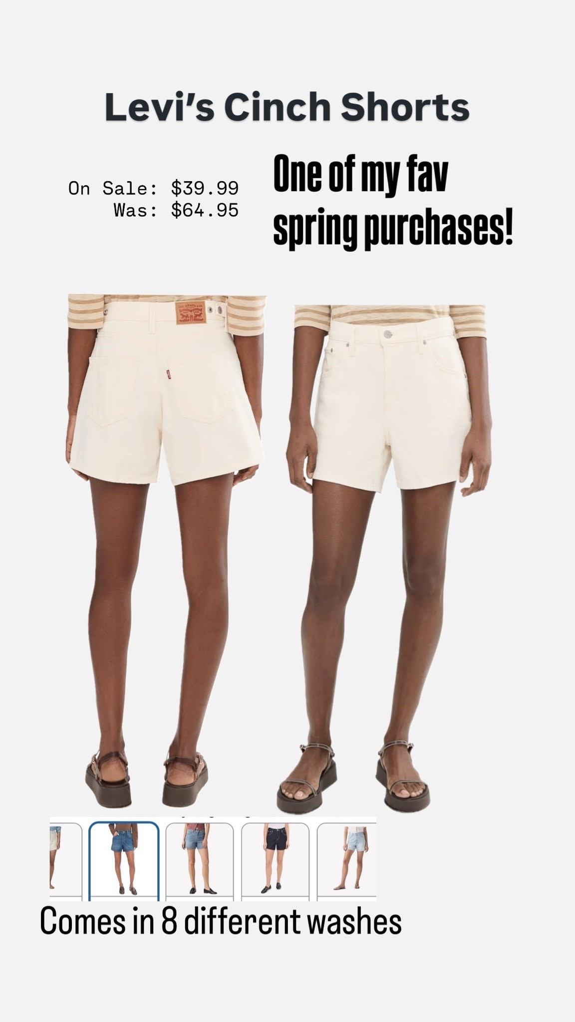 Levi’s cinch shorts are one of my favorite purchases this spring! Grab them in all 8 washes and you’ll thank me later! Sized up to a 28 for inseam length.

#LTKSaleAlert #LTKootd #LTKSeasonal