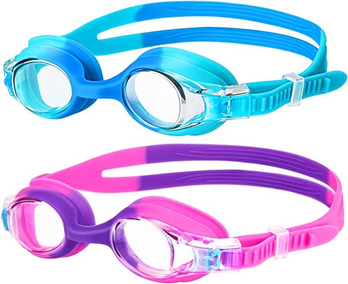 Kids Swim Goggles, 2 Pack Swimming Goggles No Leaking Anti Fog Kids Goggles for Boys Girls(Age 6-... | Amazon (US)