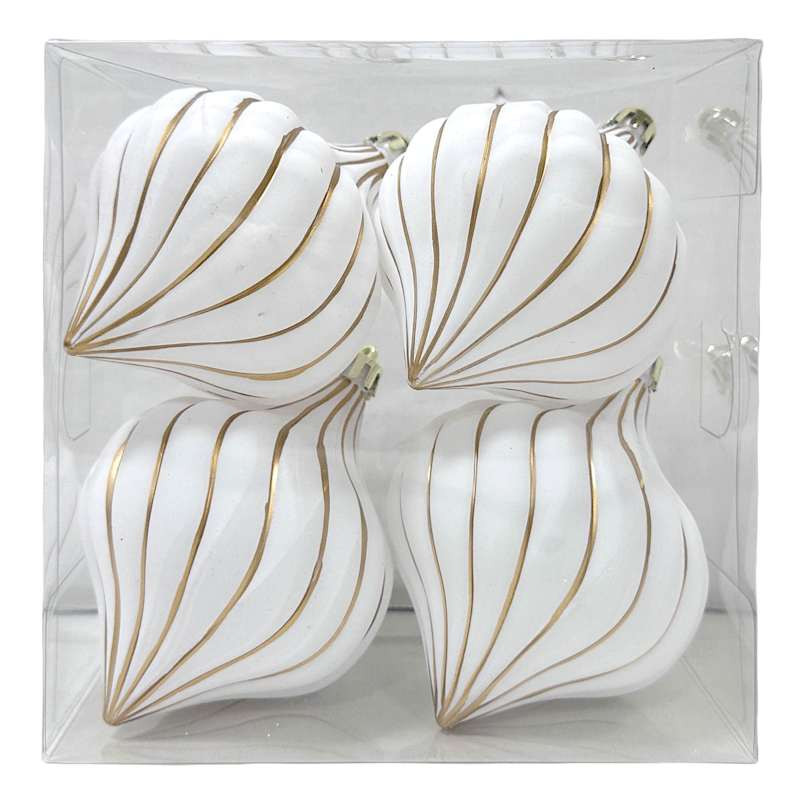 4-Count White & Gold Onion Ornaments, 3.3" | At Home