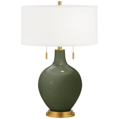 Color Plus Toby Brass 28" Secret Garden Green Glass Table Lamp | Lamps Plus