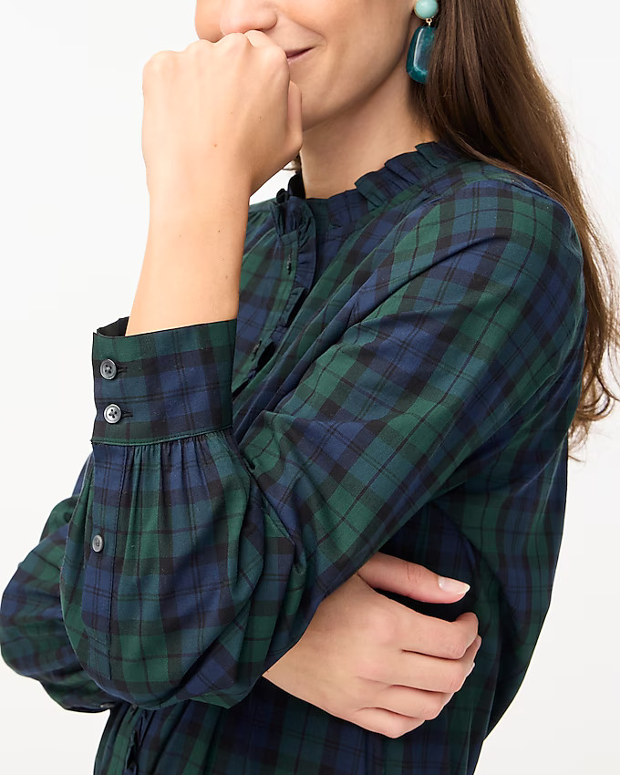 Ruffle-placket button-up top | J.Crew Factory