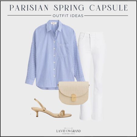Parisian Spring Capsule
Capsule Wardrobe
Alex mill stripe button down 
Mother denim
Sèzane Claude Bag
Gold Sandals 

Linking similar options 

#LTKstyletip #LTKover40