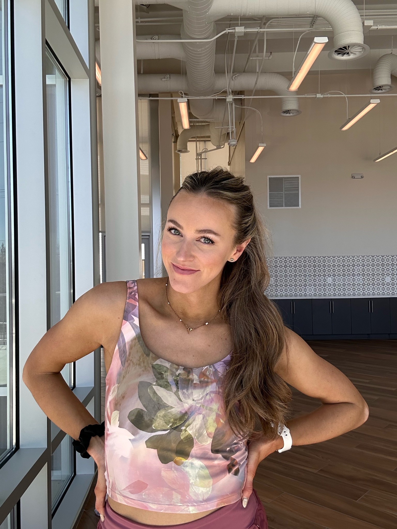 Usually a neutral girl but spring has me wanting all the floral workout tops and colored workout shorts! I’m wearing a medium top and small bottoms. 