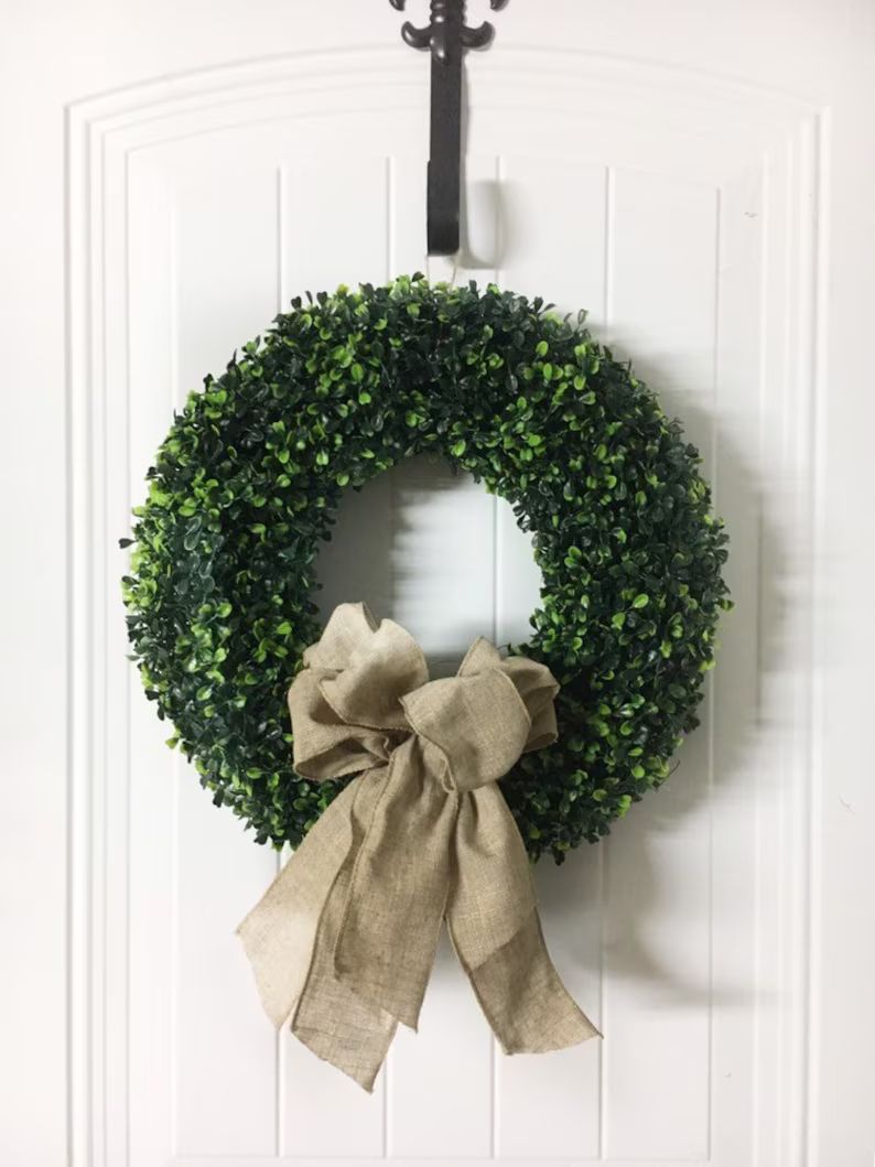 Farmhouse Boxwood Wreath  Yearround Wreath With Artificial - Etsy | Etsy (US)