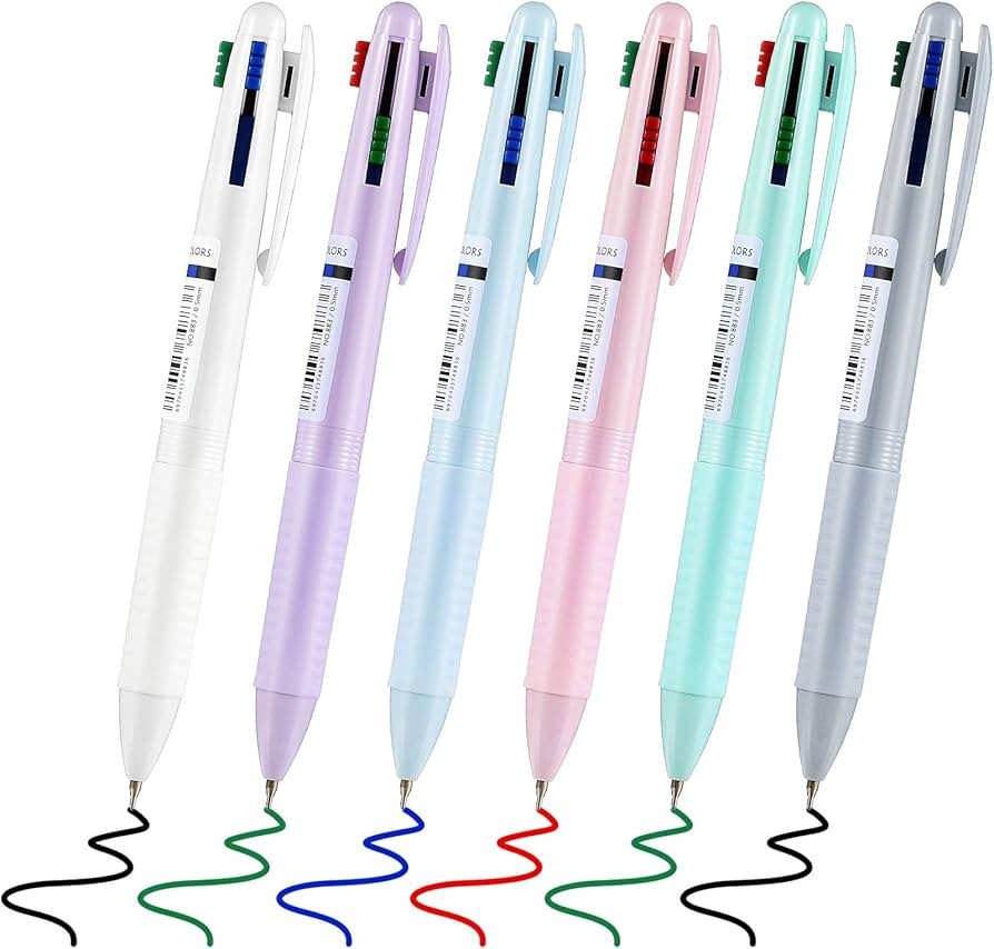6 Pieces Multicolor Ballpoint Pen, 4 Color Ballpoint Pen Retractable Ballpoint Pens for School Of... | Amazon (US)