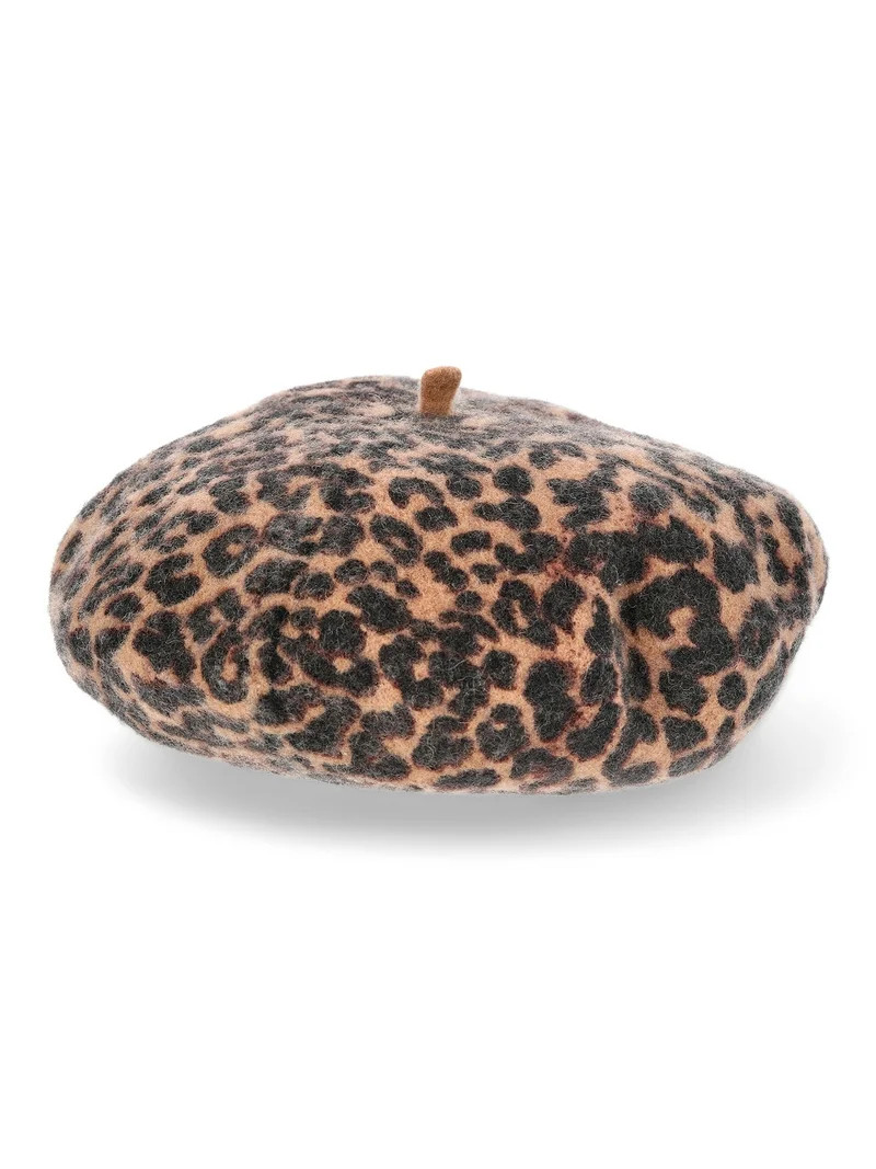 No Boundaries Women's Print Beret, One Size, Leopard | Walmart (US)